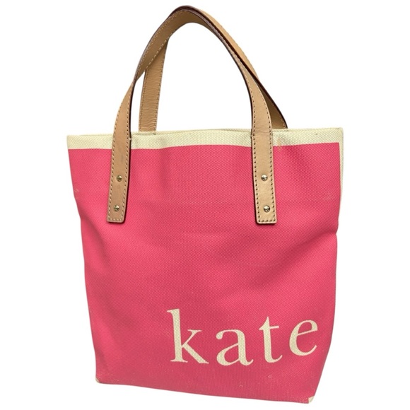 kate spade Handbags - Kate Spade Vibrant Pink and Cream Canvas Tote